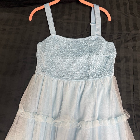 Light Blue Tiered Maxi Dress with Smocked Bodice - Picture 5 of 10